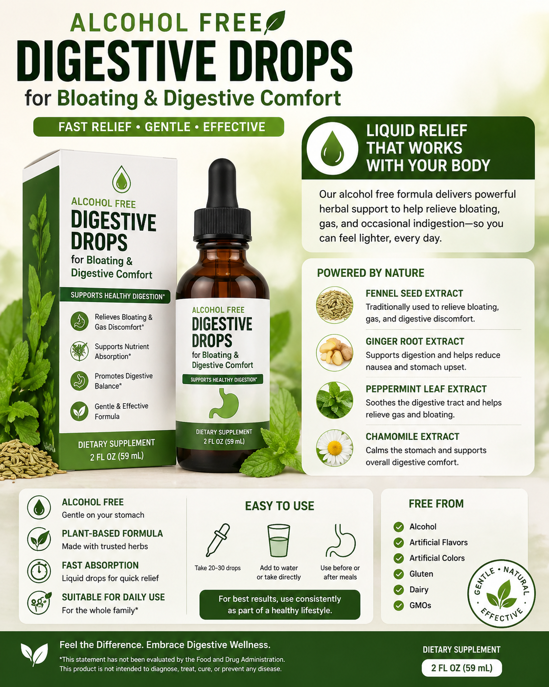 Alcohol Free Digestive Drops for Bloating Liquid: The Complete Guide to Non-Alcoholic Gut Relief
