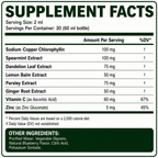 Supplement facts label with various extracts and vitamins on a white background