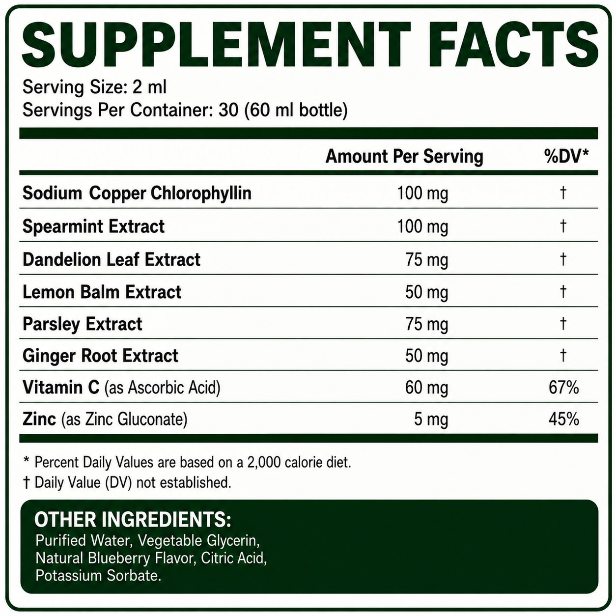 Supplement facts label with various extracts and vitamins on a white background