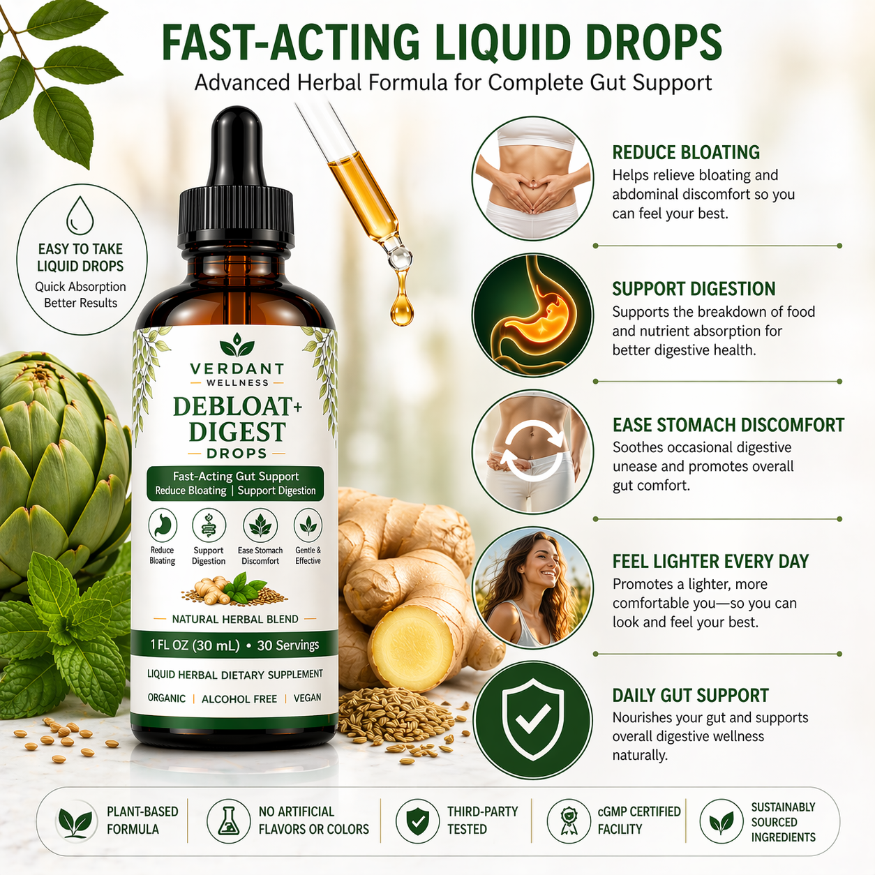 Debloat + Digest Drops - Fast Acting Liquid Drops