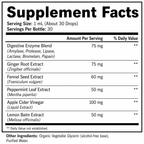 Supplement facts label for a digestive enzyme blend with various extracts.