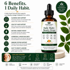 Verdant Wellness Daily Multi+ Beauty Drops supplement bottle with benefits listed on a white background.